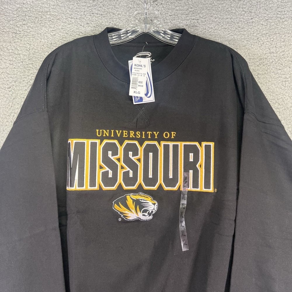 Missouri Tigers Sweatshirt Mens XL Black Crewneck Embroidered Pullover NCAA